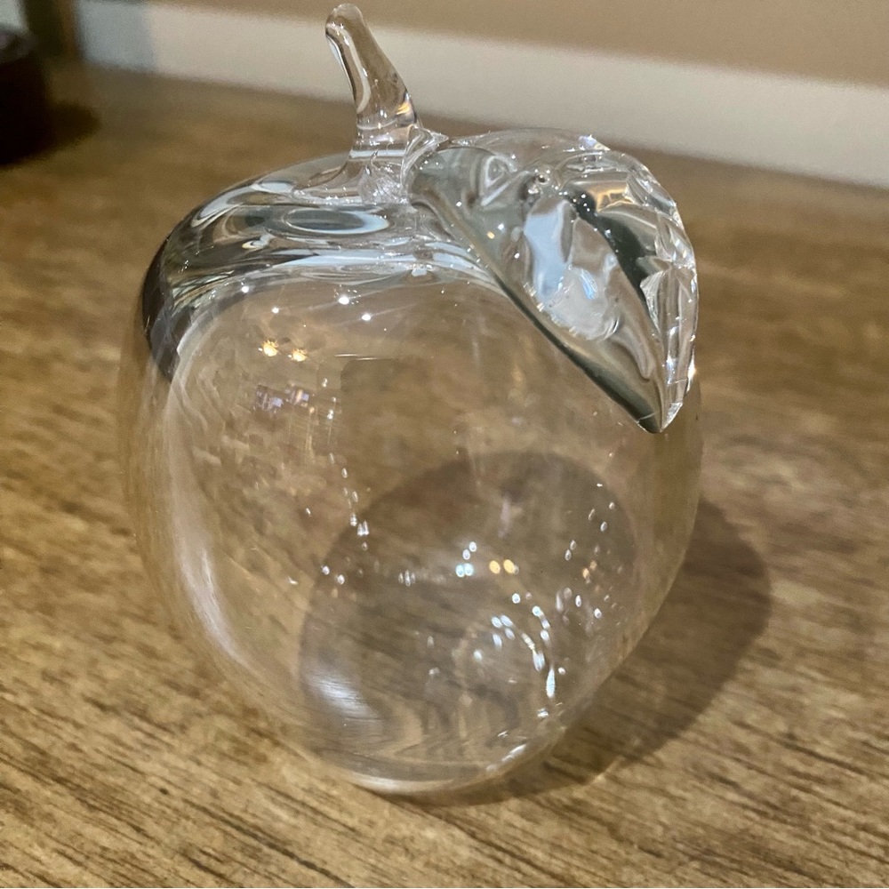 Vintage RETIRED Princess House Hand Blown Clear Glass Apple.